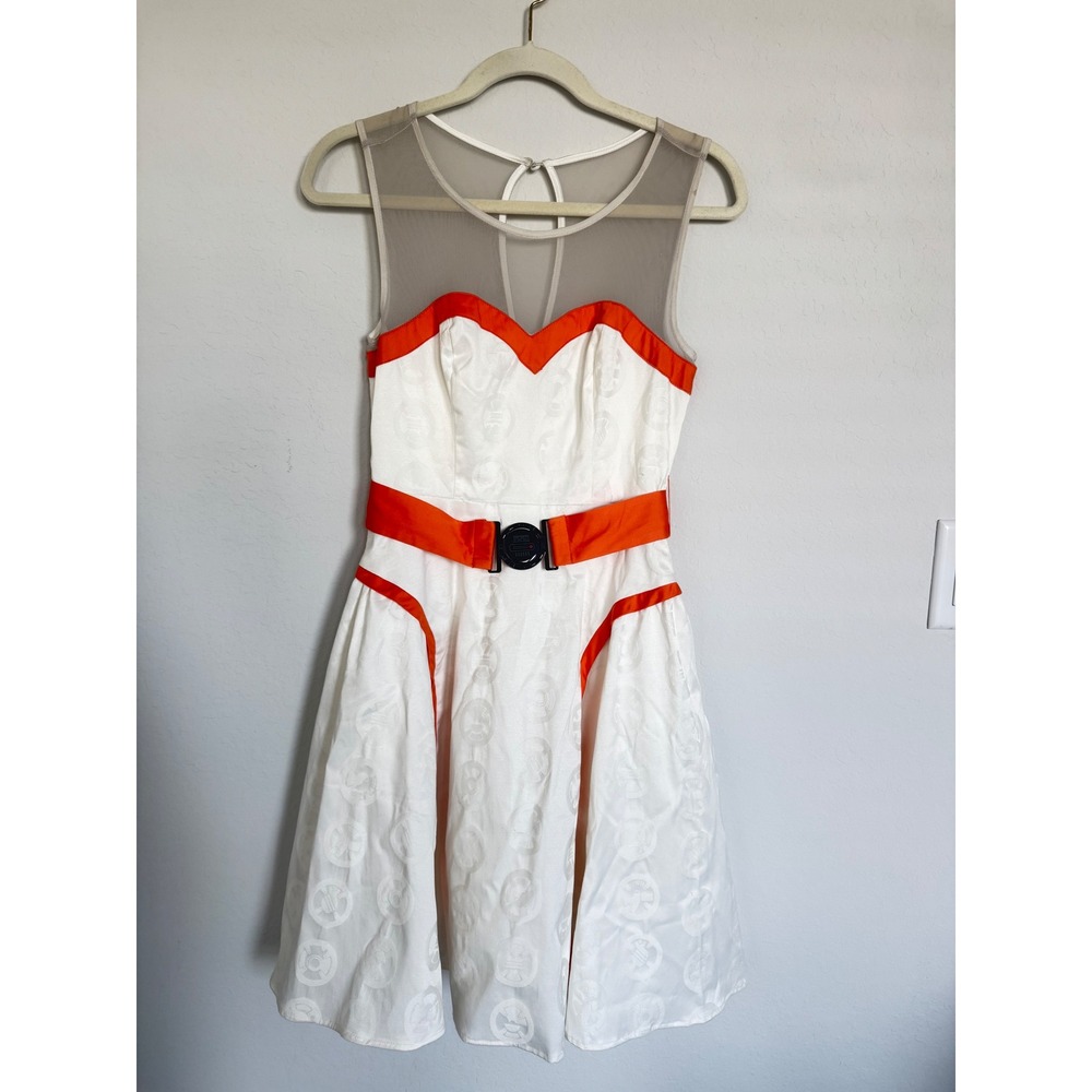 Her Universe Star Wars BB-8 Fit and Flare Dress White Orange Small-0701